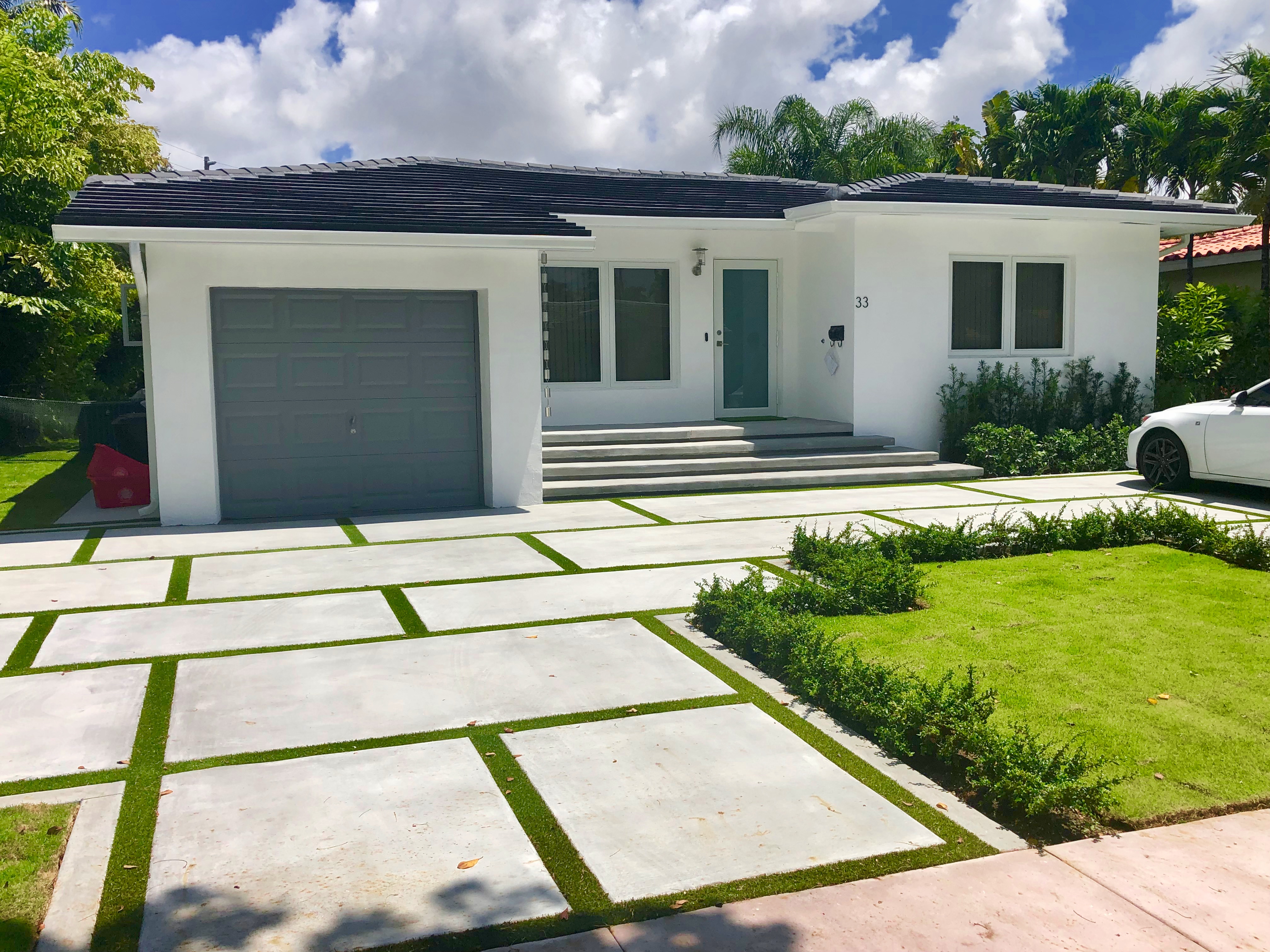 Concrete Driveway with Grass Strips