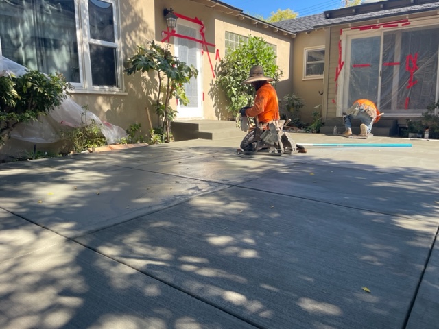 broom finish concrete patio idea new los angeles