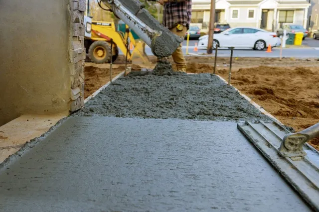 pour concrete thick los angeles contractor driveway patio